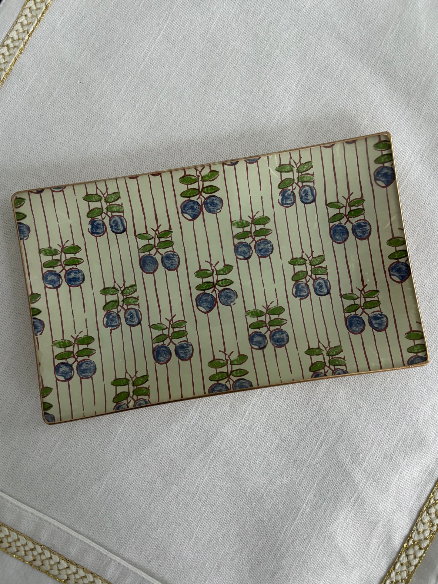 Blue Cherries Rectangle Plate