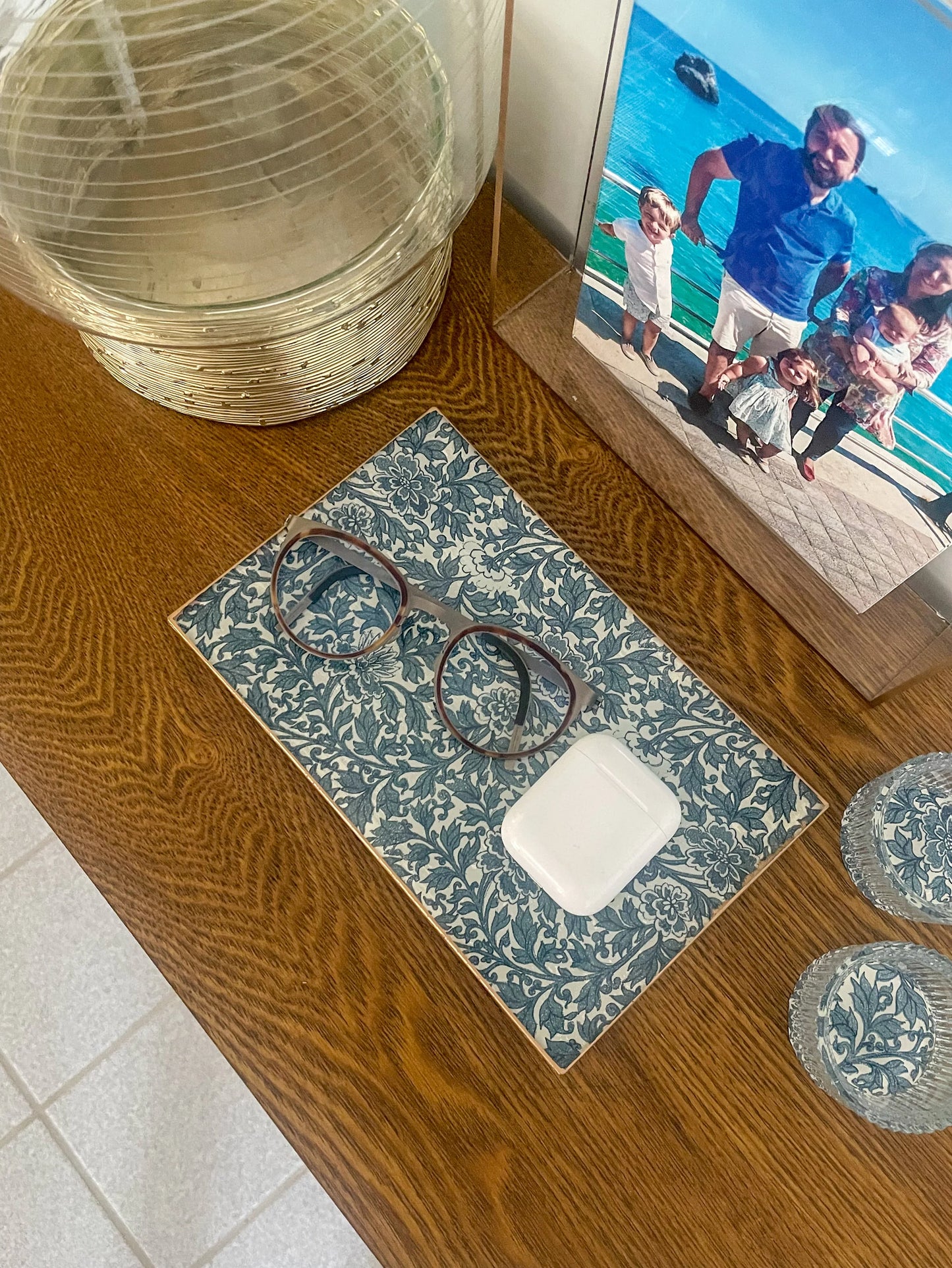 Blue Flowers Rectangle Plate