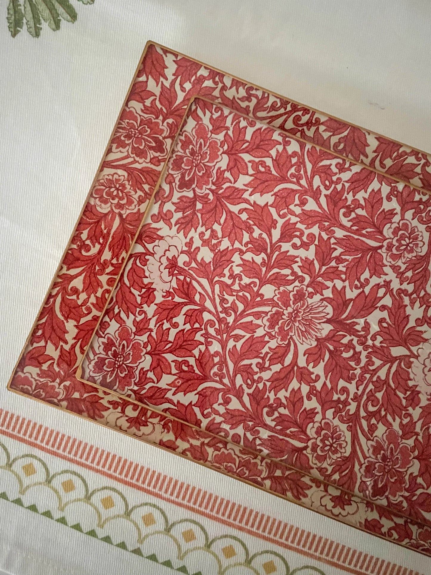 Red Flowers Rectangle Plate