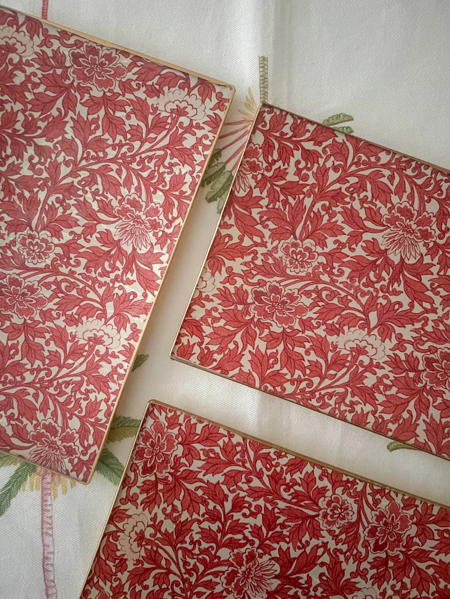Red Flowers Rectangle Plate