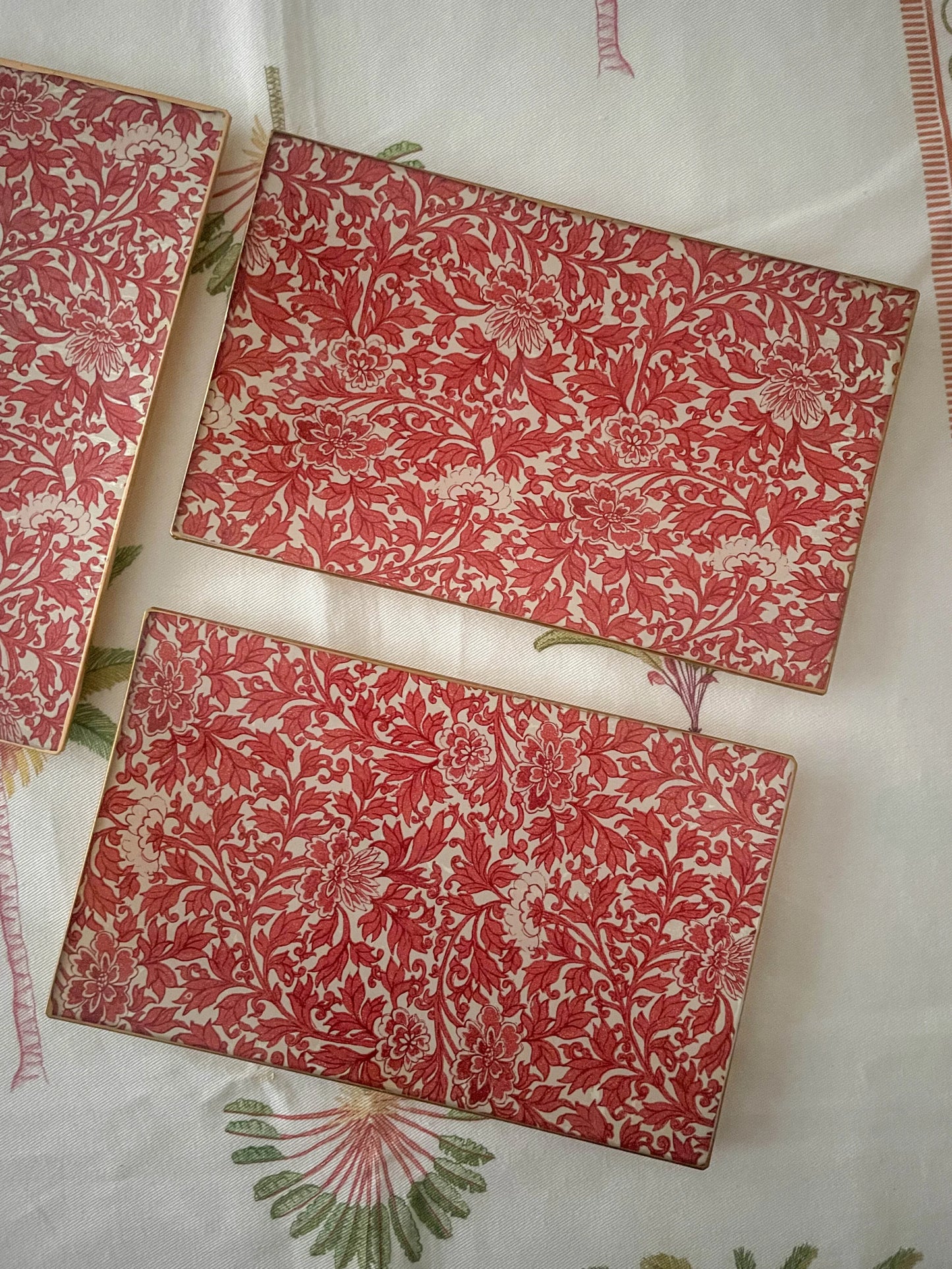 Red Flowers Rectangle Plate