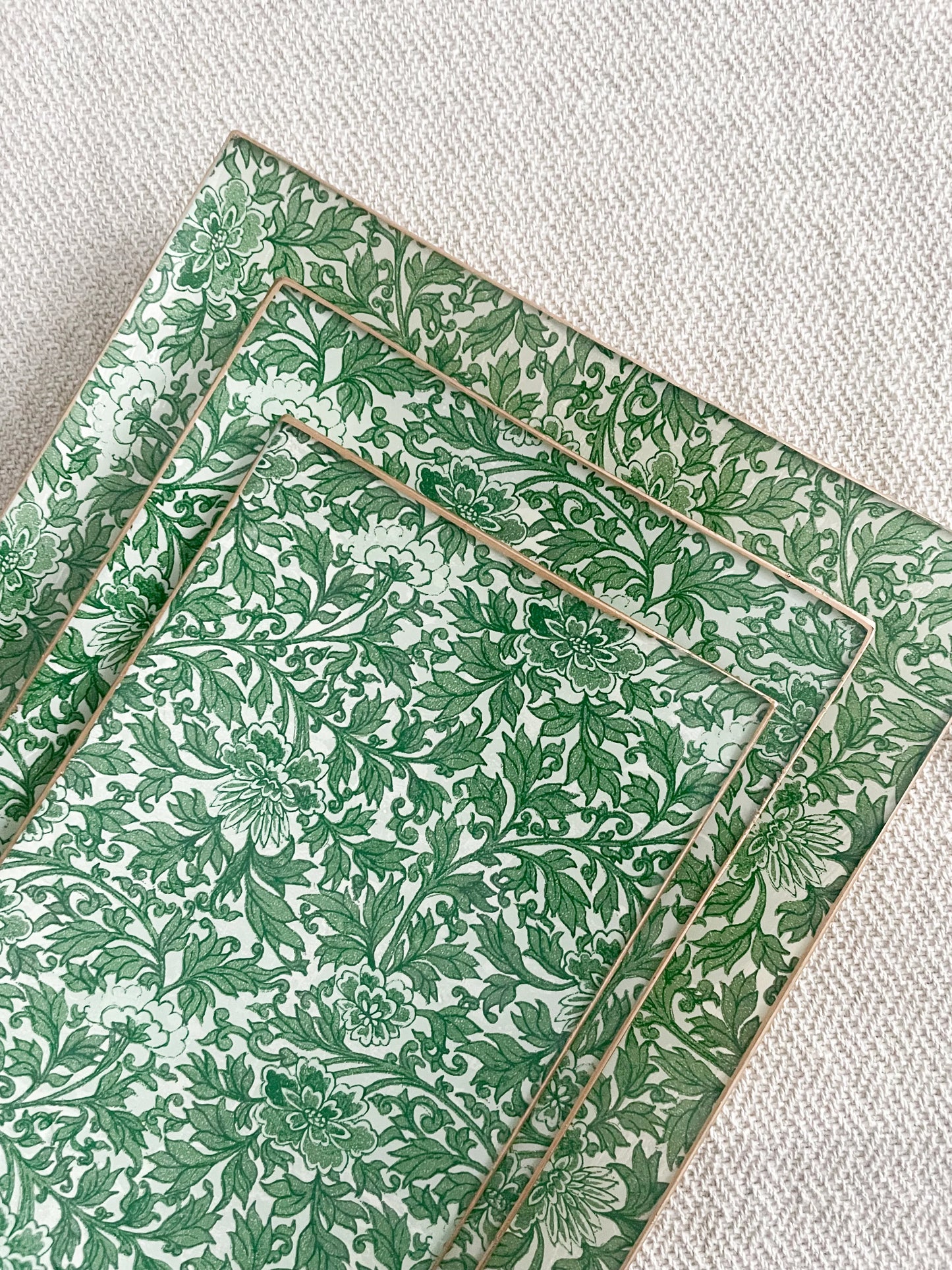Green Flowers Rectangle Plate