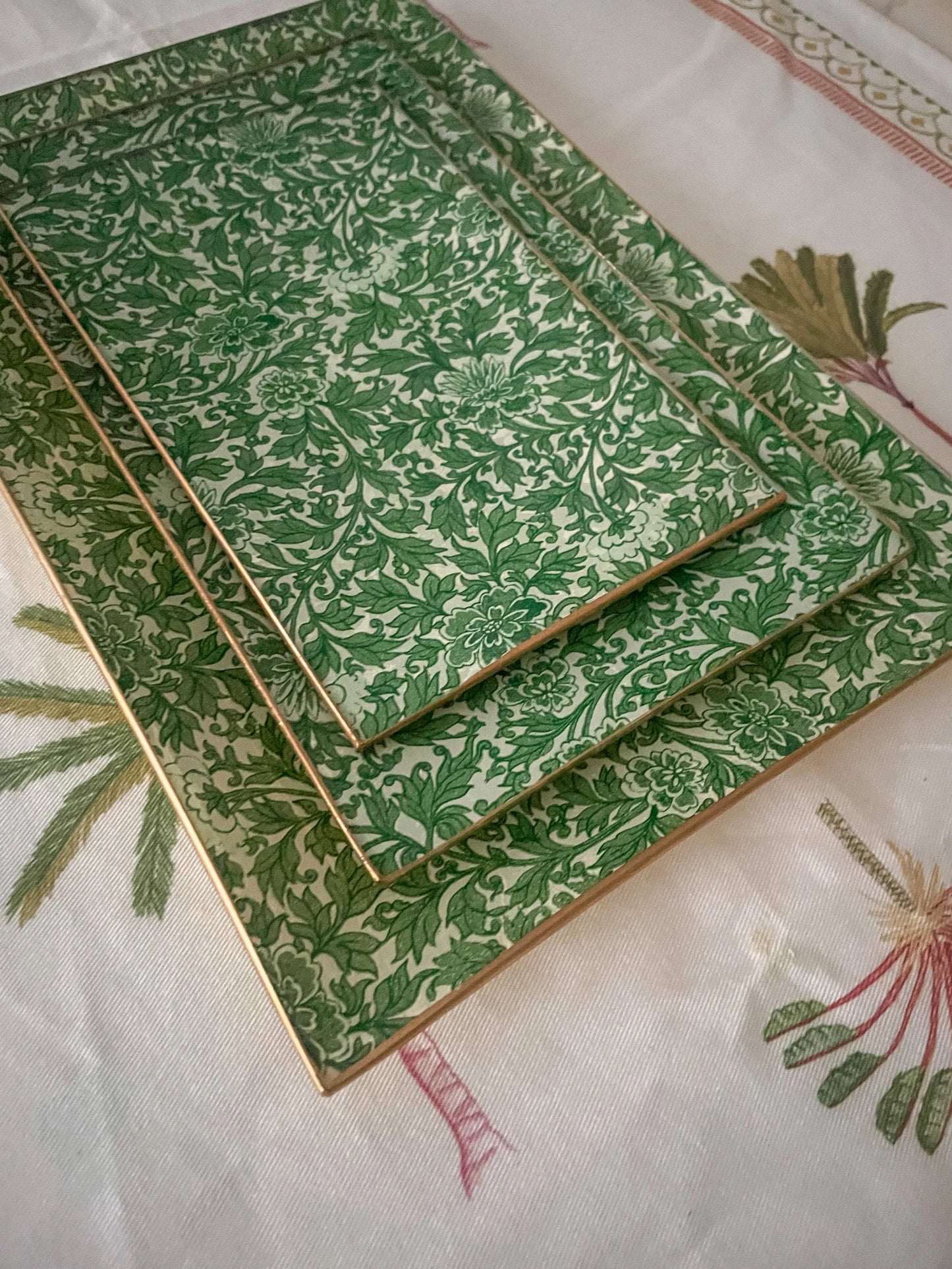 Green Flowers Rectangle Plate