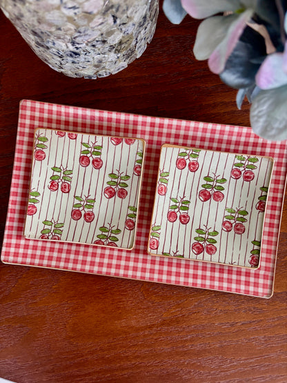 Red Cherries Square Plate