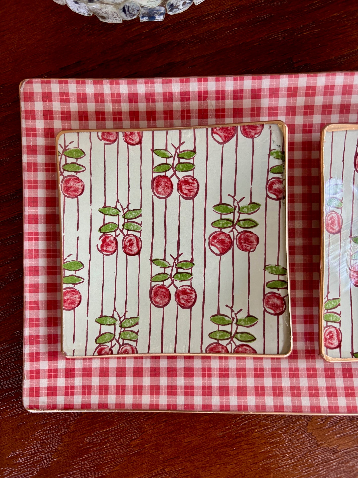 Red Cherries Square Plate