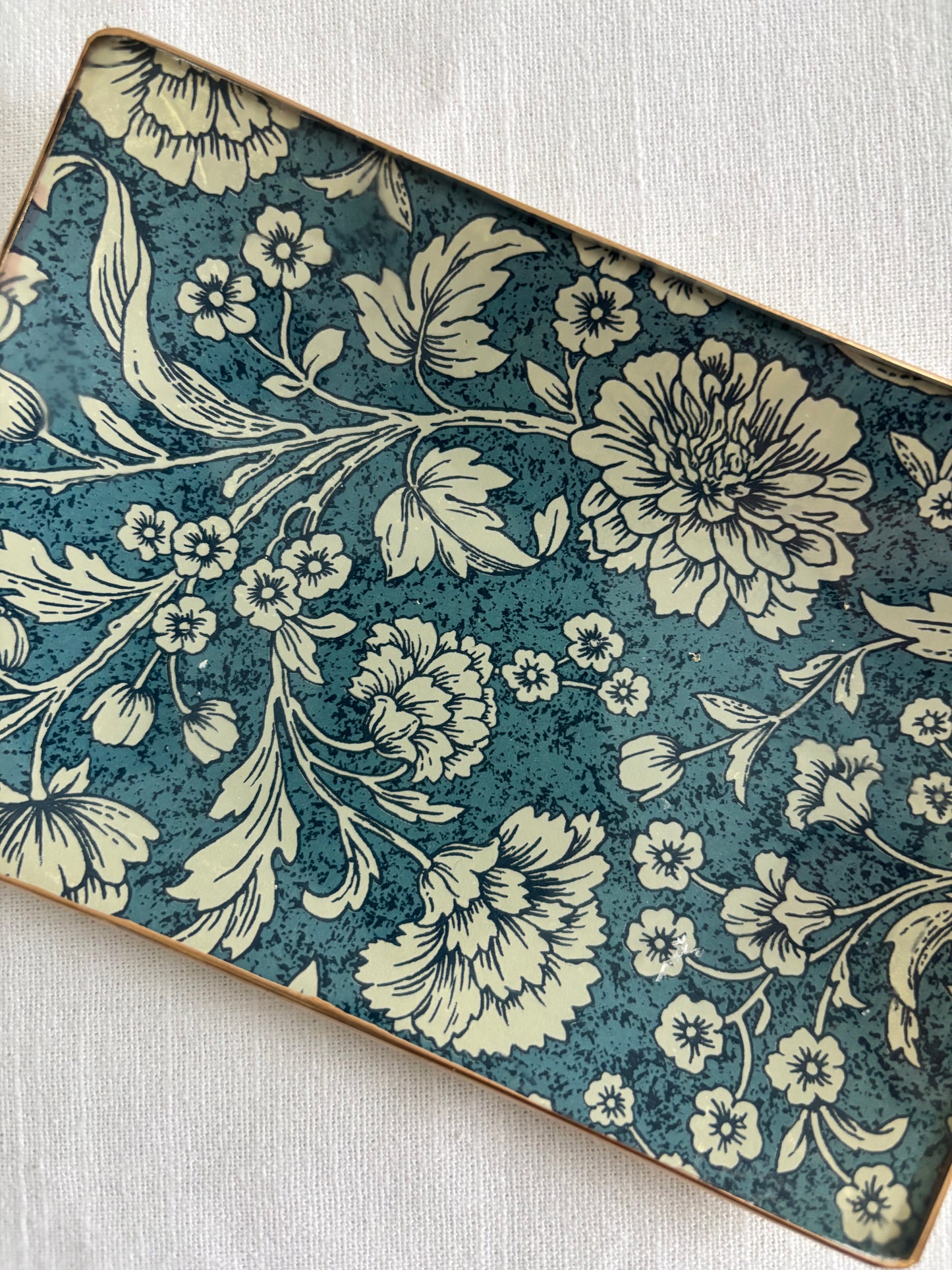 Dark Blue Flowers Rectangle Plate