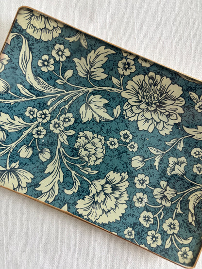 Dark Blue Flowers Rectangle Plate