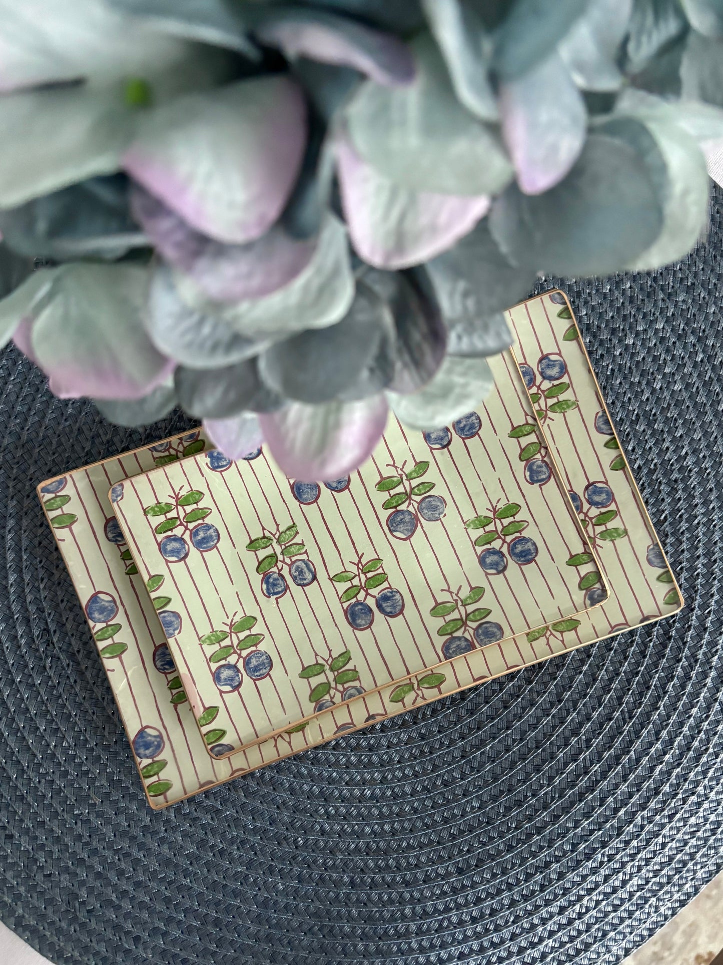 Blue Cherries Rectangle Plate