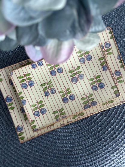 Blue Cherries Rectangle Plate
