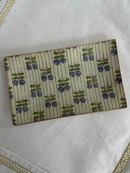 Blue Cherries Rectangle Plate
