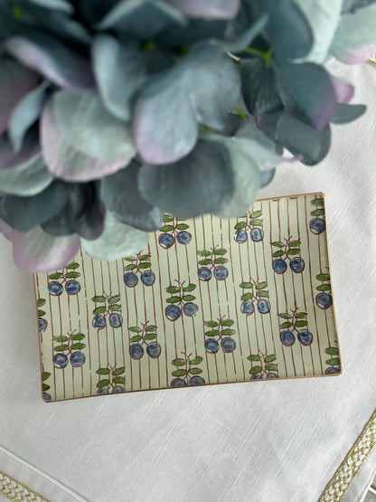 Blue Cherries Rectangle Plate