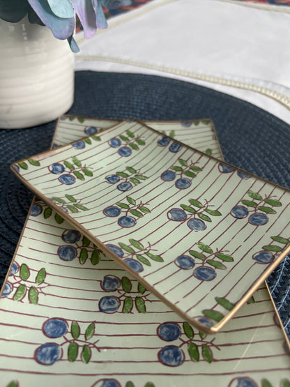 Blue Cherries Rectangle Plate