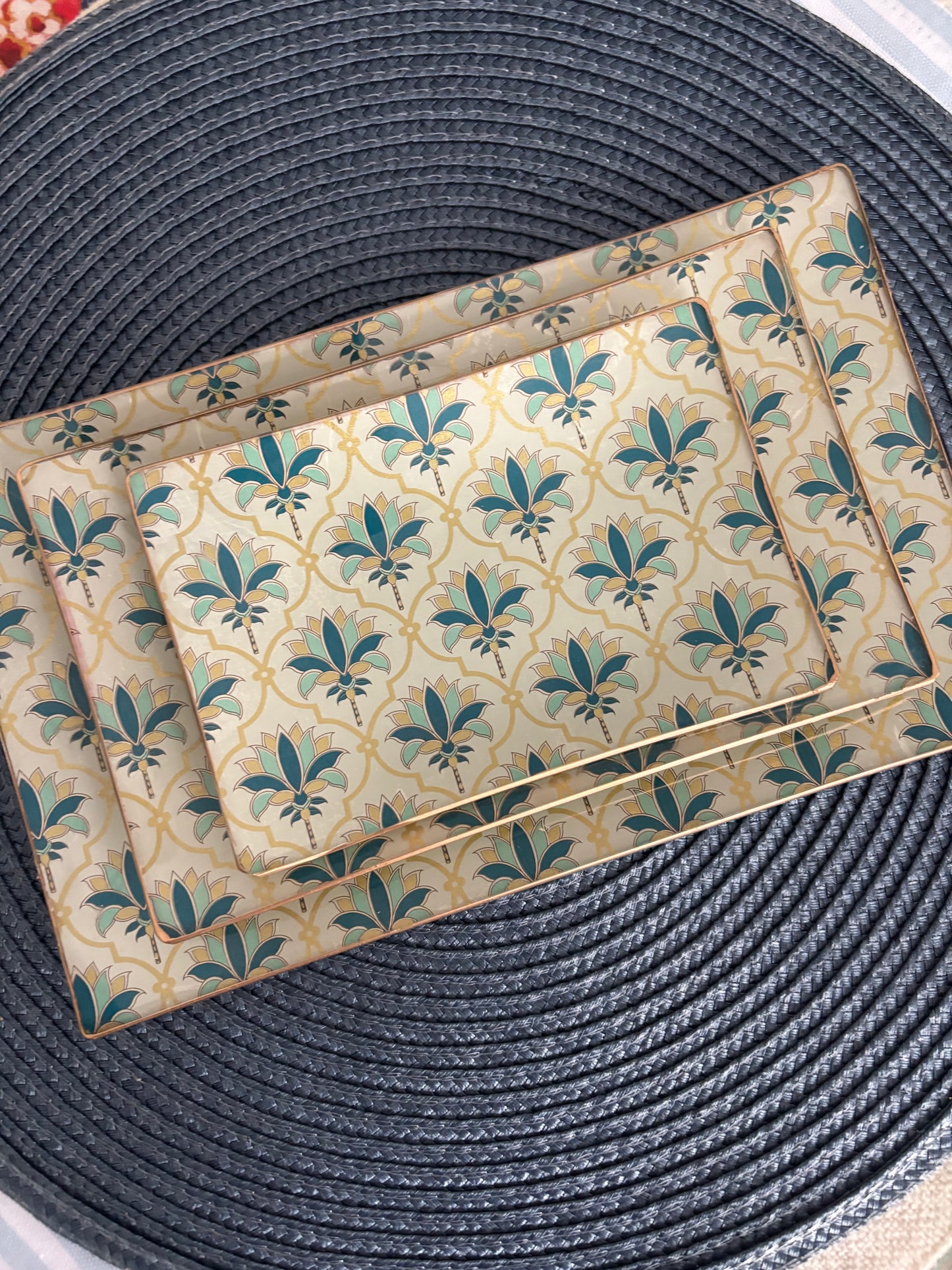 Blue Palms Rectangle Plate