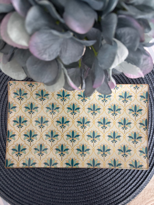 Blue Palms Rectangle Plate