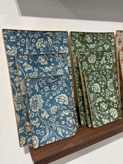 Dark Green Flowers Rectangle Plate