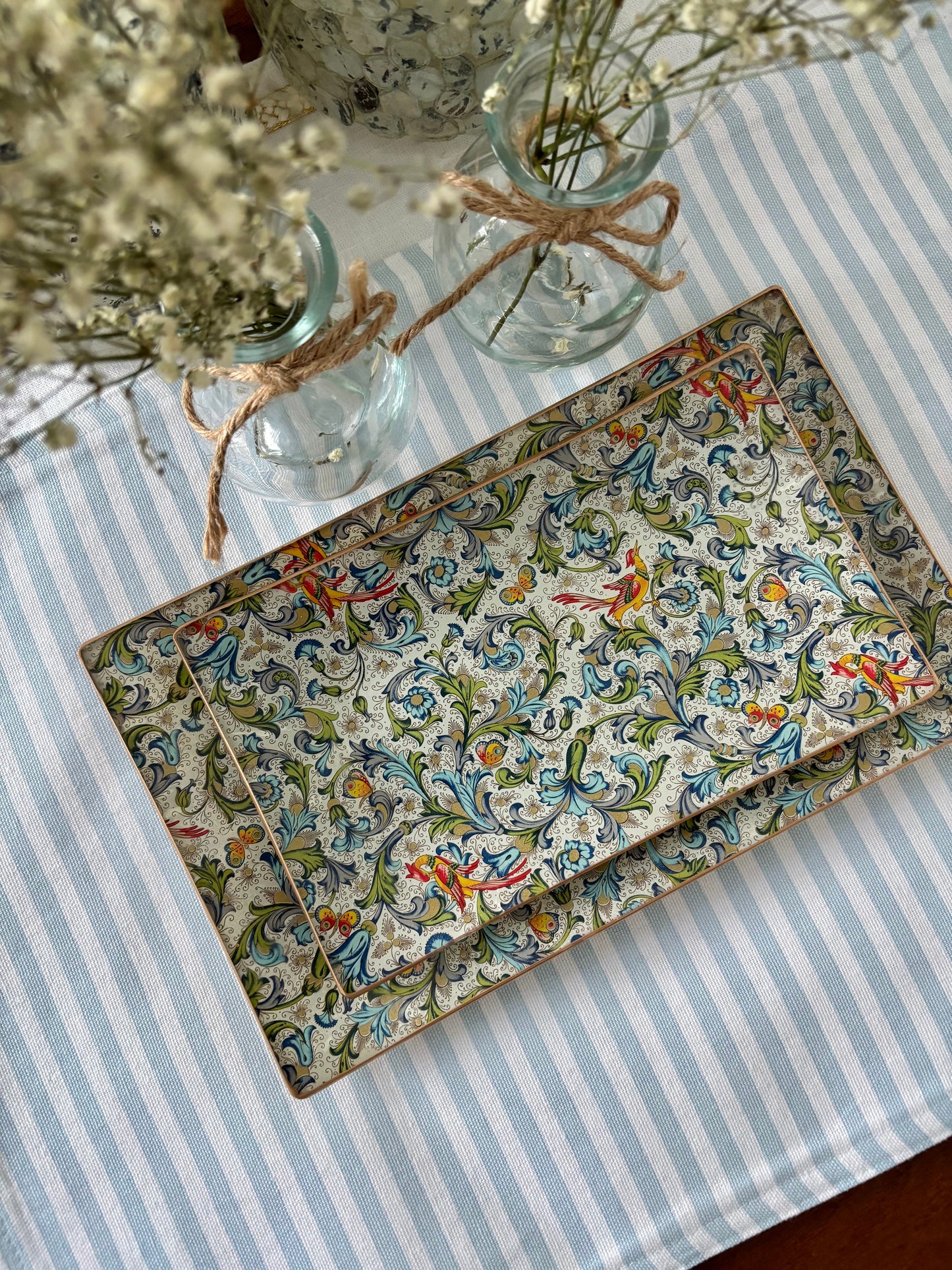Green Florentine Rectangle Plate
