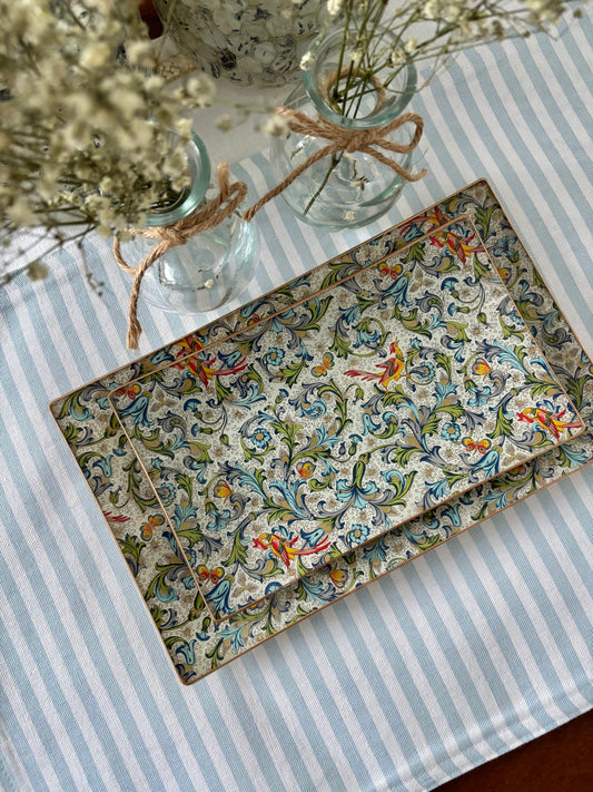 Green Florentine Rectangle Plate