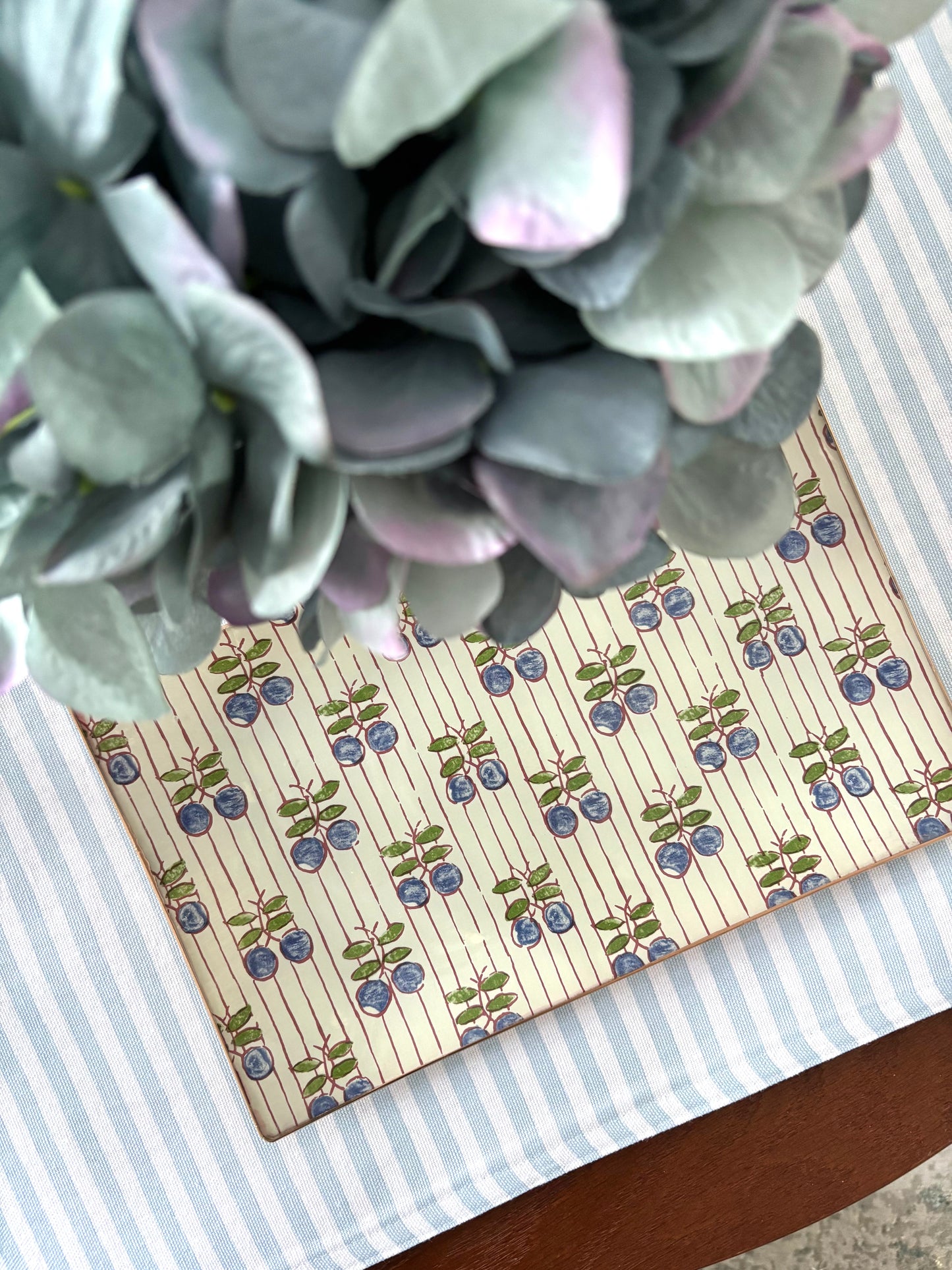 Blue Cherries Rectangle Plate