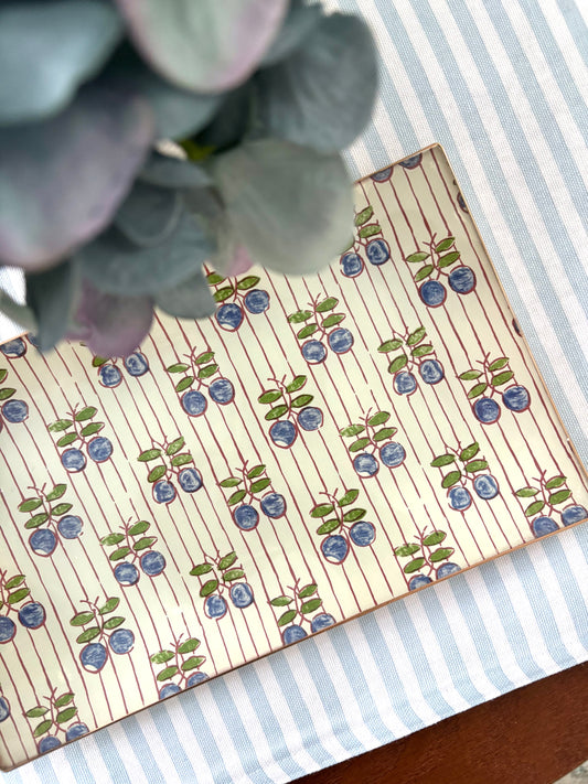 Blue Cherries Rectangle Plate