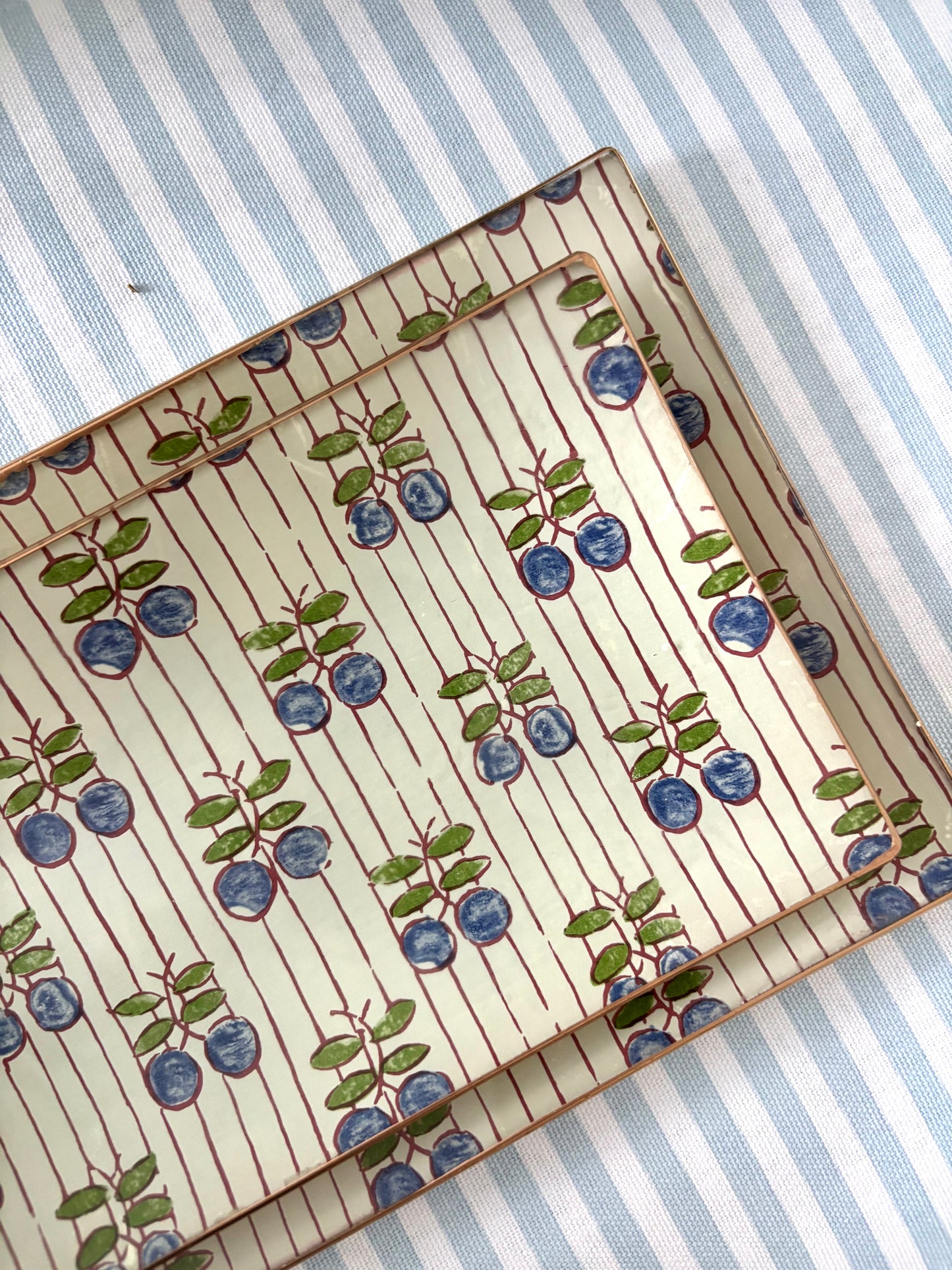 Blue Cherries Rectangle Plate