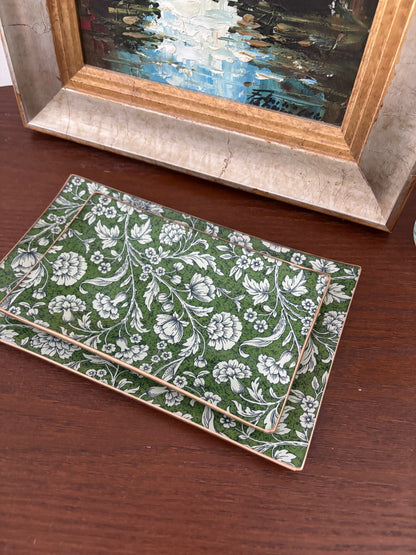 Dark Green Flowers Rectangle Plate