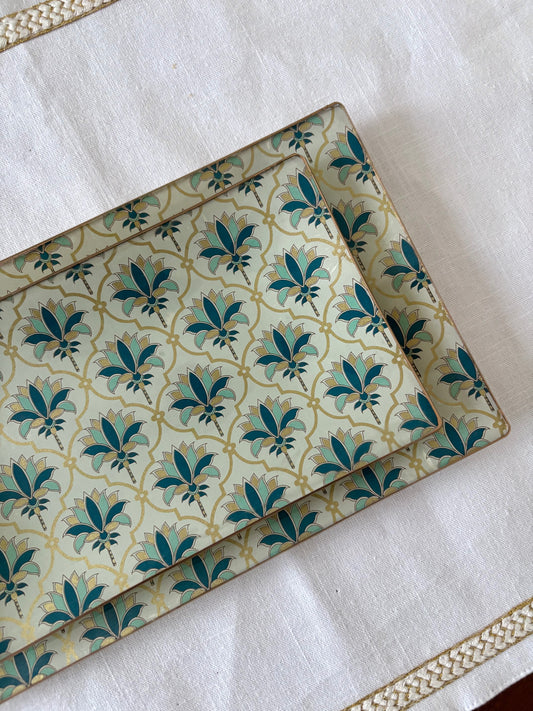 Blue Palm Round Plate