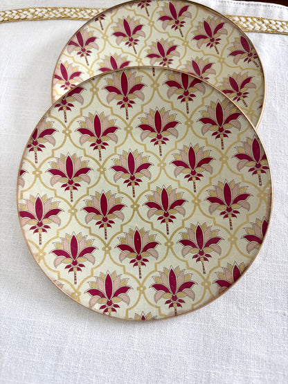 Red Palm Round Plate