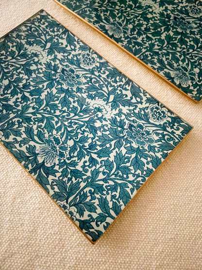 Blue Flowers Rectangle Plate